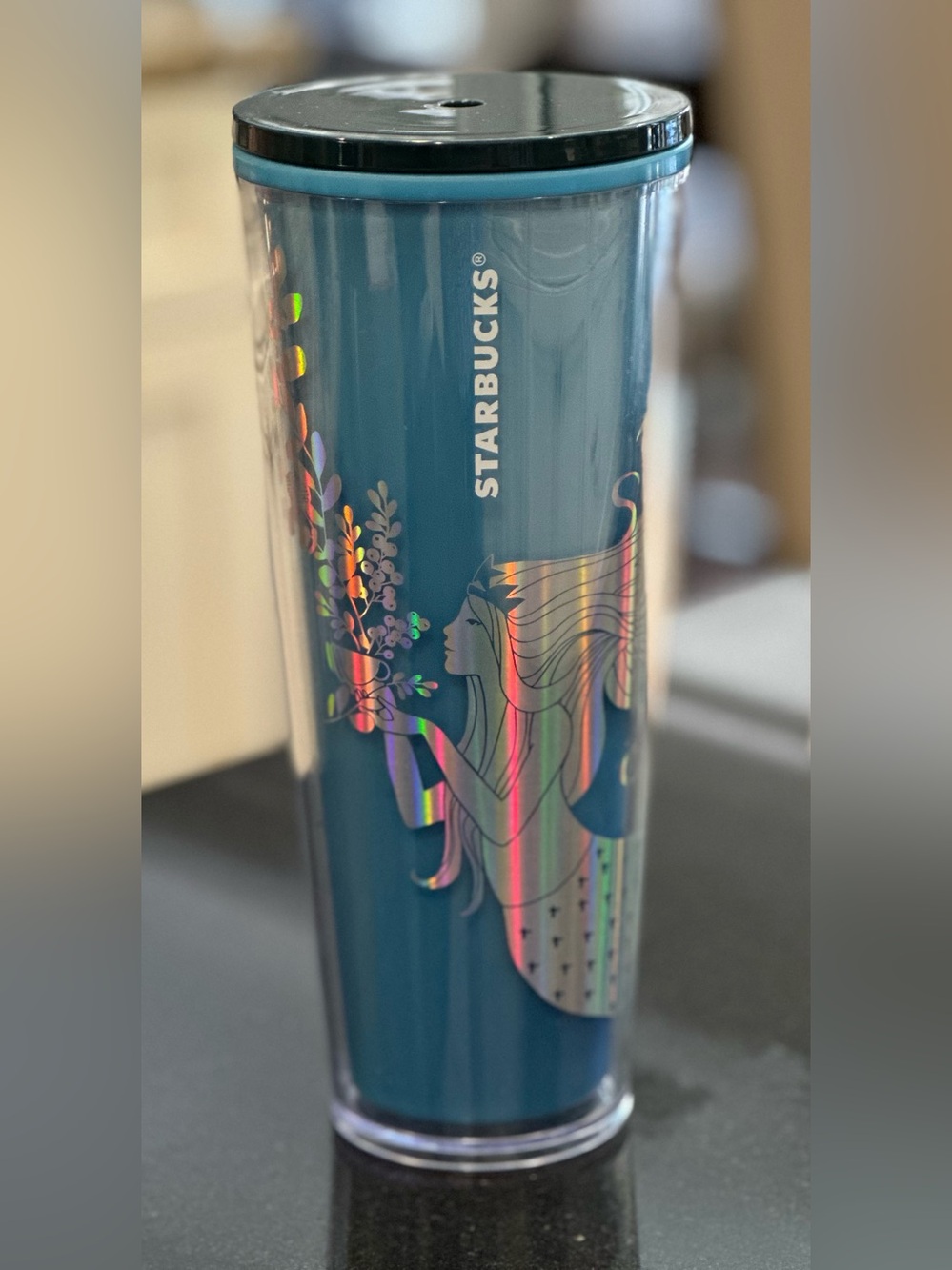 Starbucks 2021 Christmas Holiday Blue Siren Mermaid Cold Cup Tumbler 24oz